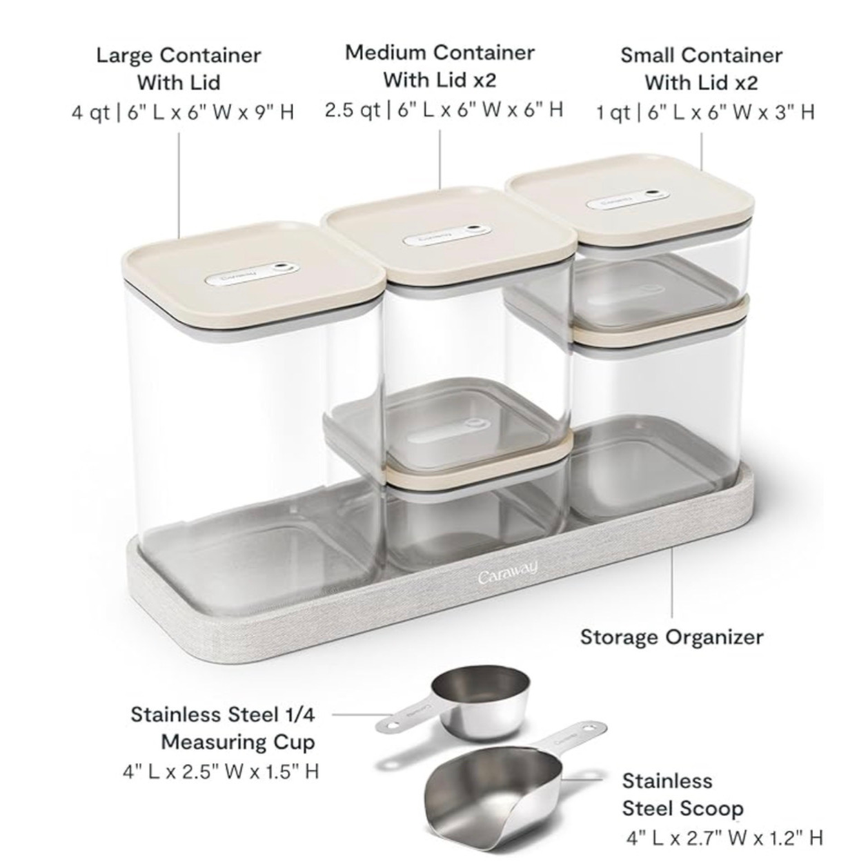 Caraway glass food storage containers - plastic-free non-toxic kitchen organization