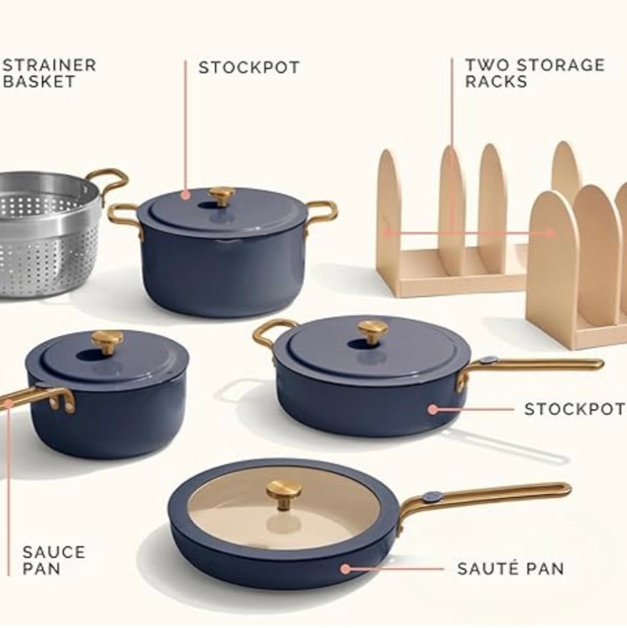 Caraway non-toxic ceramic cookware set - PFAS-free and PFOA-free kitchen pots and pans